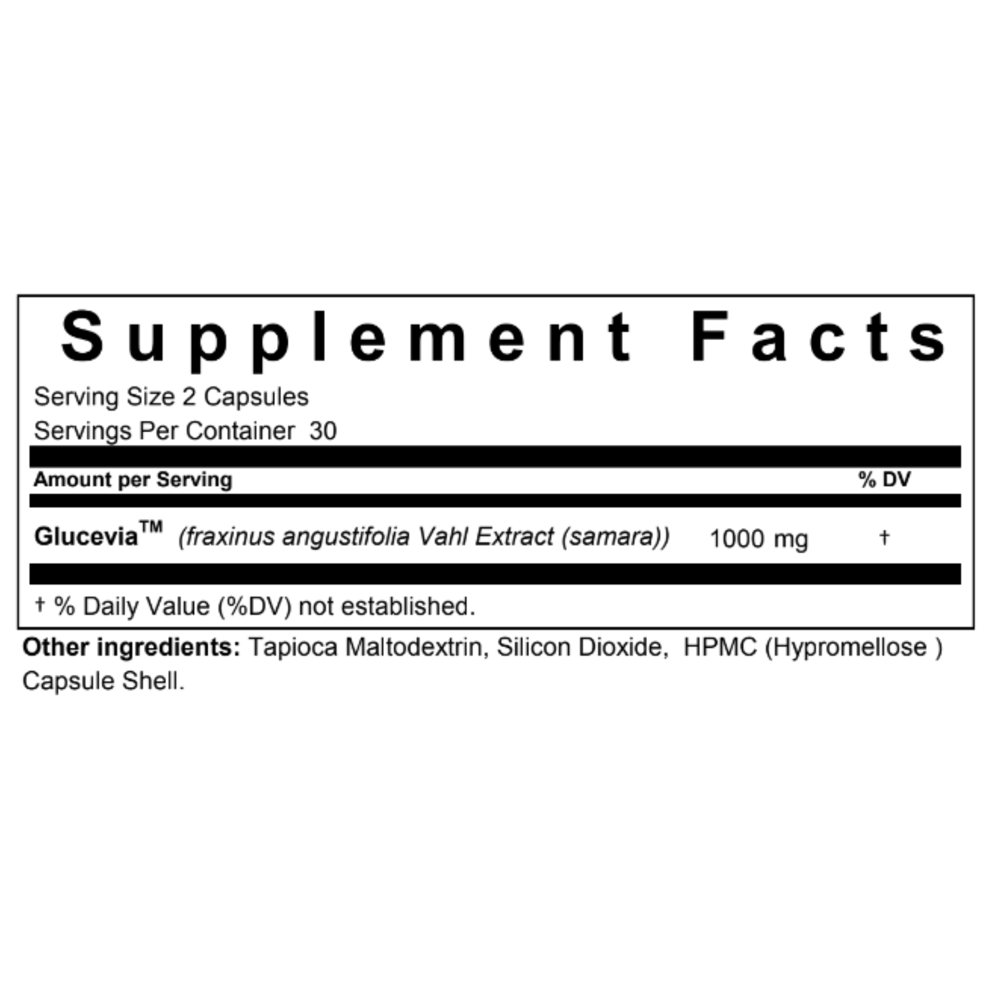 nanogluco control glucose control capsules for diabetics diabetes health glucose metabolism supplement - nutrition label